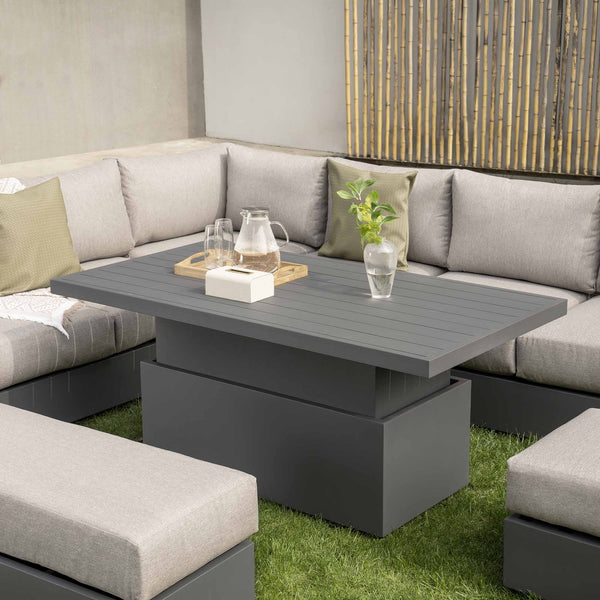 Jardin Aluminium Large Corner Casual Dining Set with Rising Table, Granite