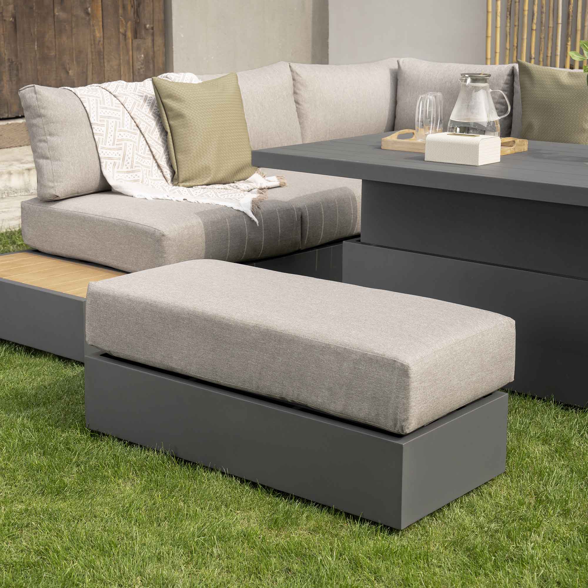 Salone Rising Table Jardin Aluminium Large Corner Casual Dining Set with Rising Table, Gra ...