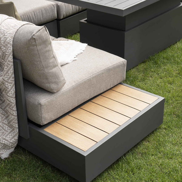 Jardin Aluminium Large Corner Casual Dining Set with Rising Table, Granite