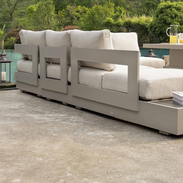 Jardin Aluminium Large Corner Casual Dining Set with Rising Table, Pumice