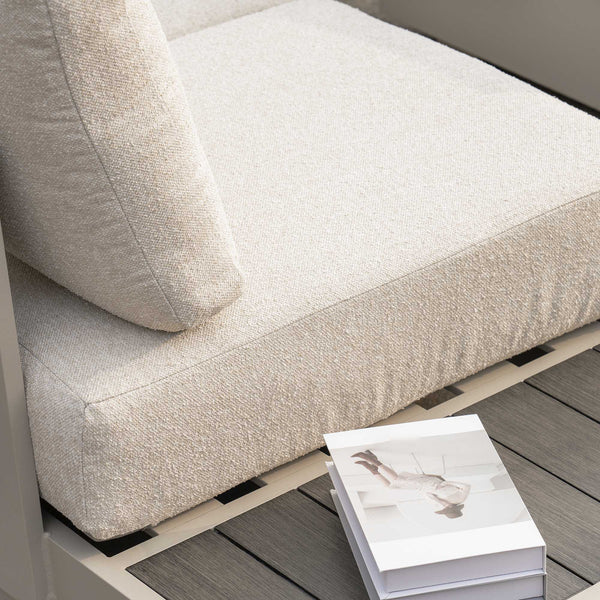 Jardin Aluminium Large Corner Casual Dining Set with Rising Table, Pumice