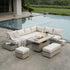 Jardin Aluminium Large Corner Casual Dining Set with Rising Firepit Table, Pumice - daals