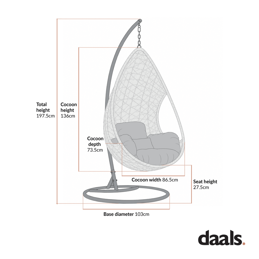 Indra Rattan Hanging Egg Chair - daals