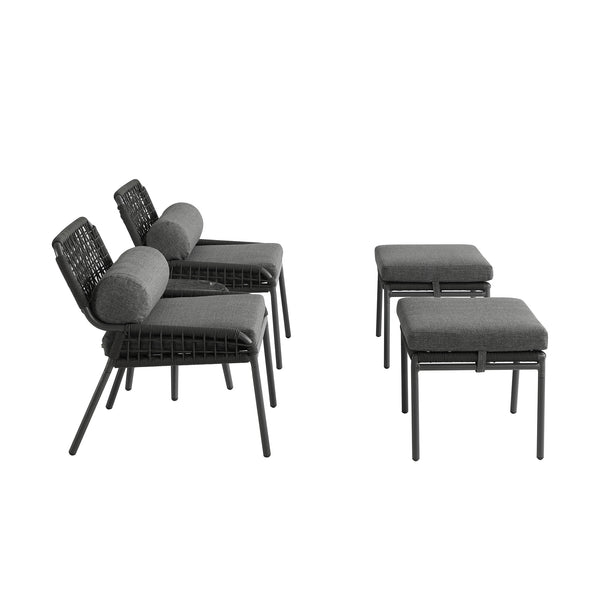 Pomona Rope Weave Bistro Set, Dark Grey Fabric with Black Frame
