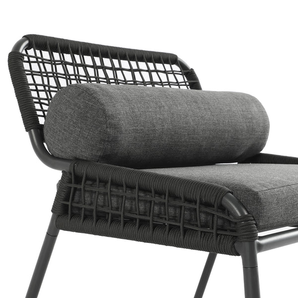 Pomona Rope Weave Bistro Set, Dark Grey Fabric with Black Frame
