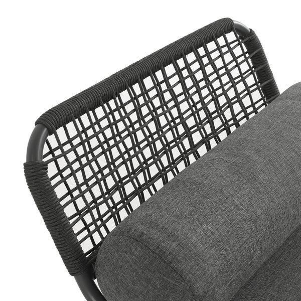 Pomona Rope Weave Bistro Set, Dark Grey Fabric with Black Frame