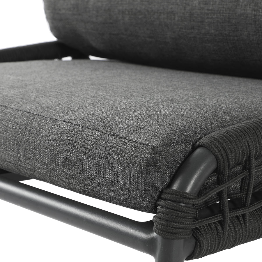 Pomona Rope Weave Bistro Set, Dark Grey Fabric with Black Frame