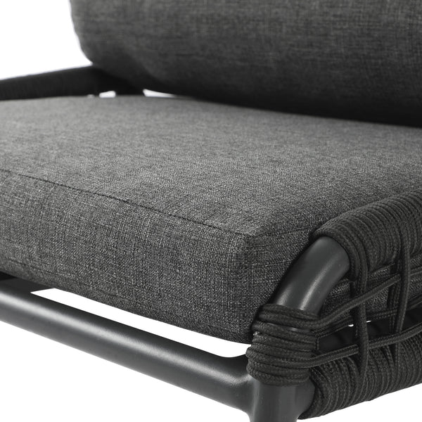 Pomona Rope Weave Bistro Set, Dark Grey Fabric with Black Frame