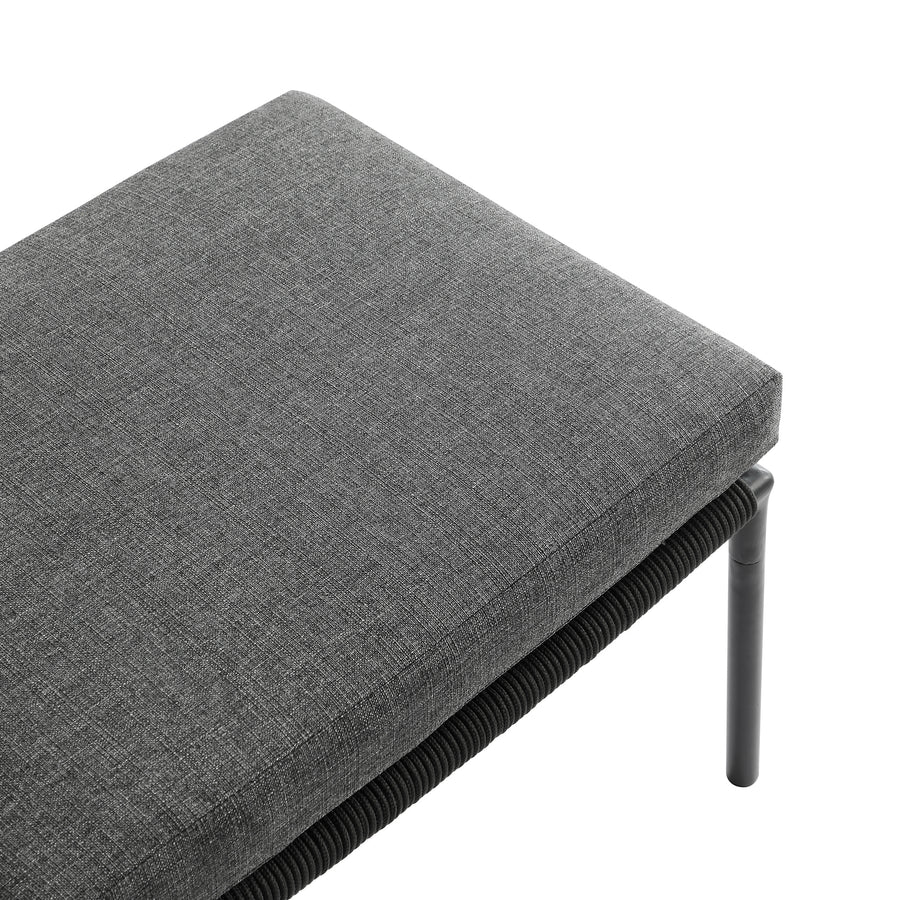Pomona Rope Weave Bistro Set, Dark Grey Fabric with Black Frame