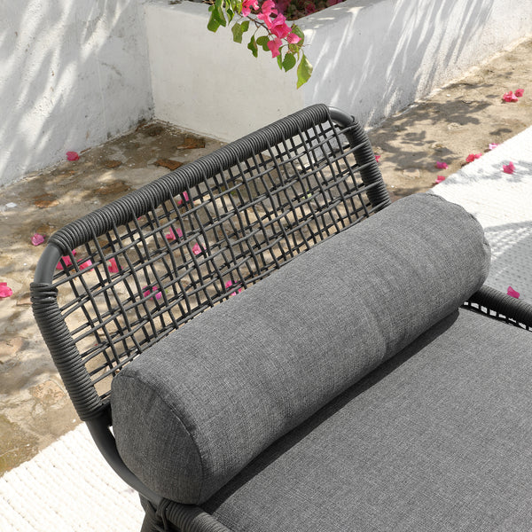 Pomona Rope Weave Bistro Set, Dark Grey Fabric with Black Frame