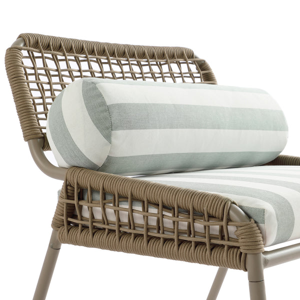 Pomona Rope Weave Bistro Set, Sage Striped Fabric with Taupe Frame