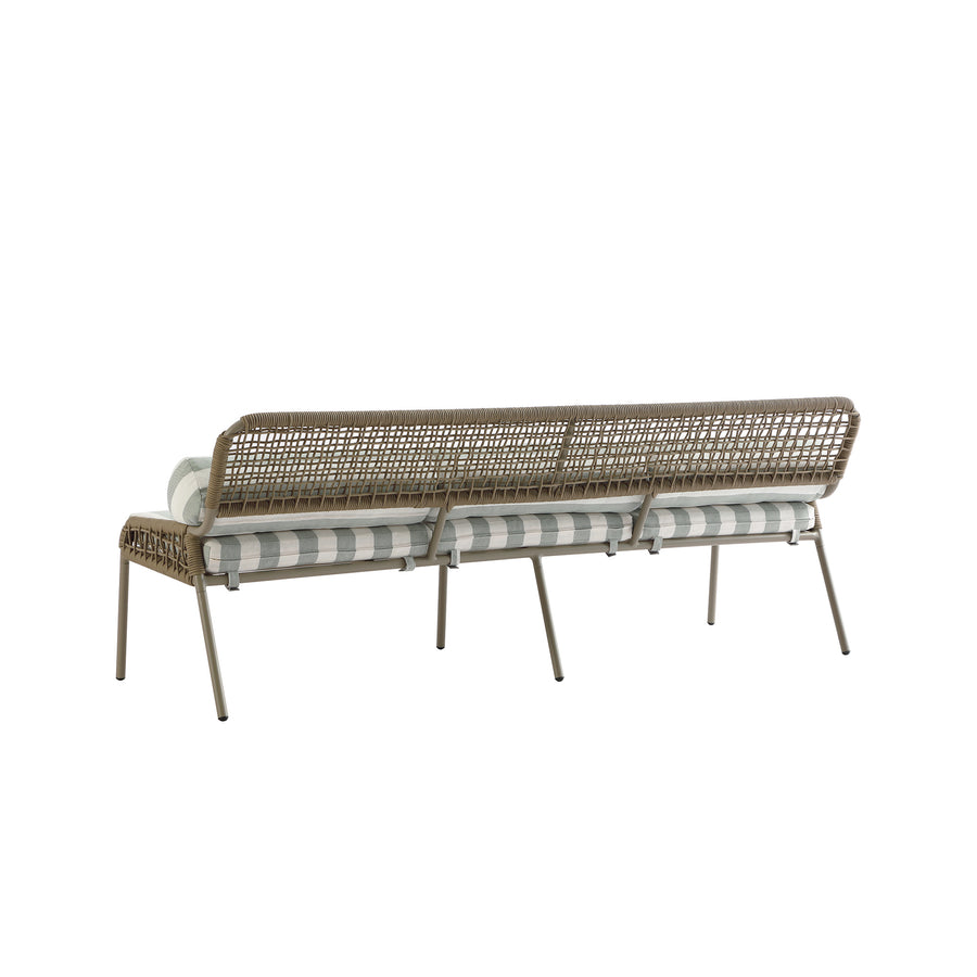 Pomona Rope Weave 5-Seater Sofa Set, Sage Striped Fabric with Taupe Frame