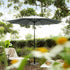 3M LED Light Aluminium Frame Garden Parasol with Tilt Crank, Grey - daals