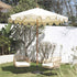 Beige 2.6M Octagonal Crank and Tilt Parasol with Navy Scalloped Edge - daals
