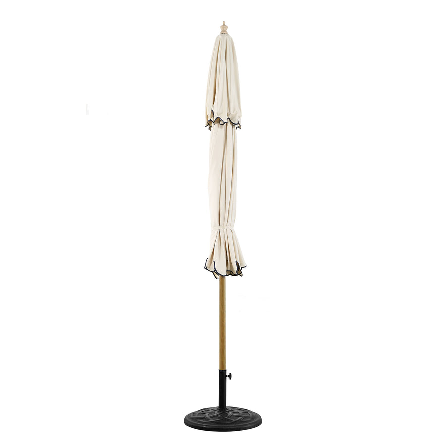 Fabienne Beige 3M Octagonal Double Top Crank and Tilt Parasol with Navy Scalloped Edge - daals