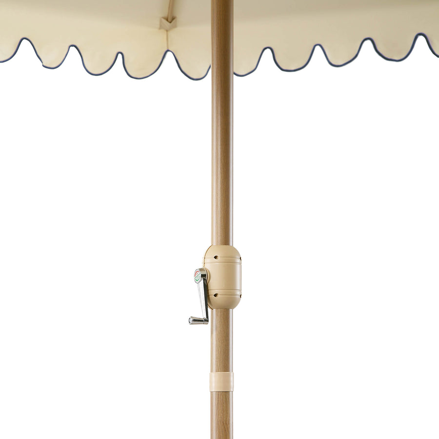 Fabienne Beige 3M Octagonal Double Top Crank and Tilt Parasol with Navy Scalloped Edge - daals