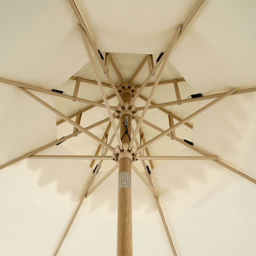 Fabienne Beige 3M Octagonal Double Top Crank and Tilt Parasol with Navy Scalloped Edge - daals