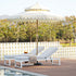 Fabienne Beige 3M Octagonal Double Top Crank and Tilt Parasol with Navy Scalloped Edge - daals