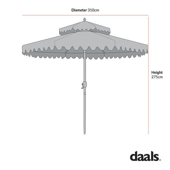 Fabienne Beige 3M Octagonal Double Top Crank and Tilt Parasol with Green Scalloped Edge