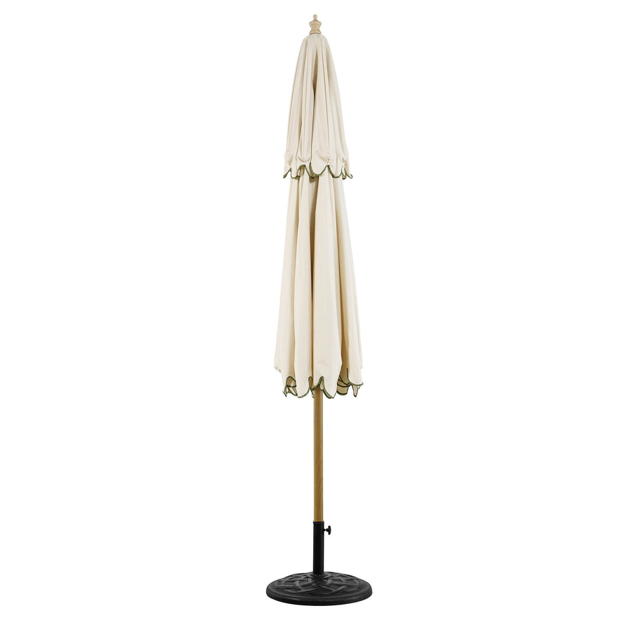 Fabienne Beige 3M Octagonal Double Top Crank and Tilt Parasol with Green Scalloped Edge - daals