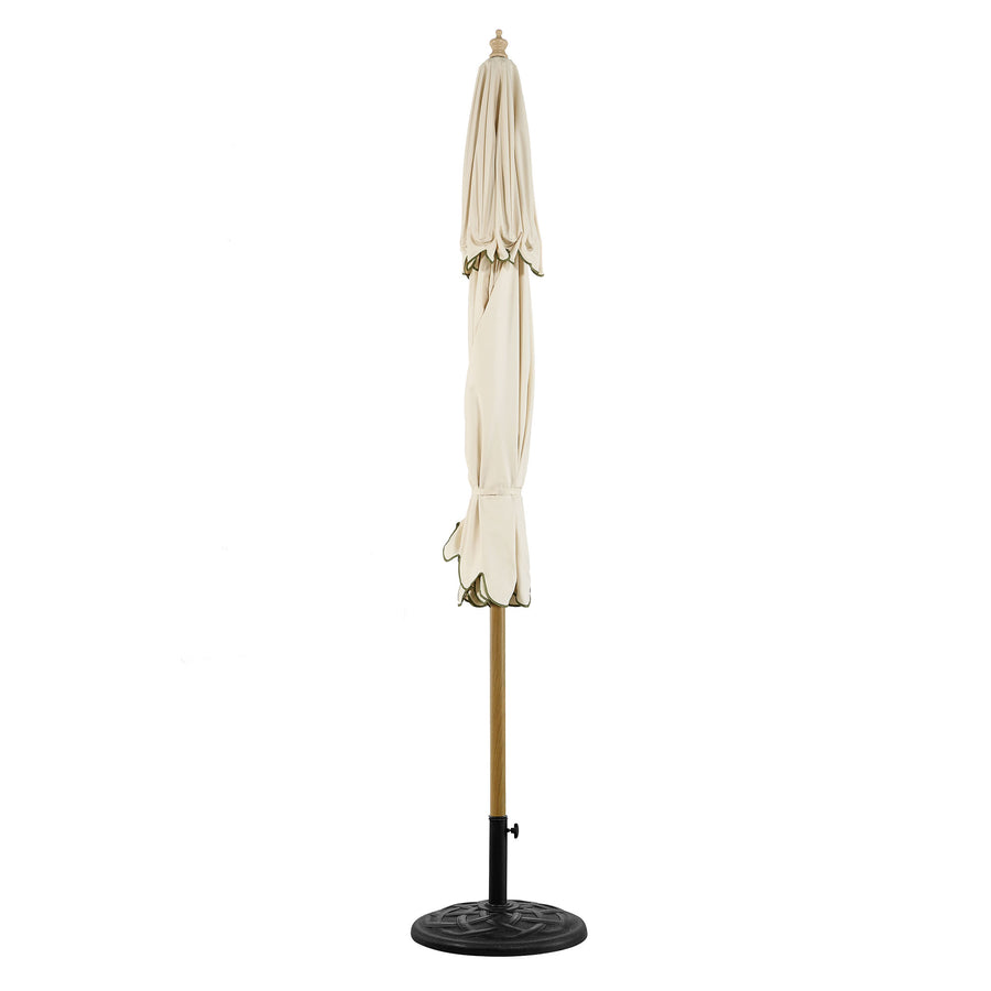 Fabienne Beige 3M Octagonal Double Top Crank and Tilt Parasol with Green Scalloped Edge - daals