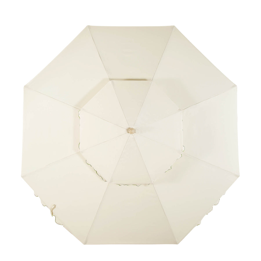 Fabienne Beige 3M Octagonal Double Top Crank and Tilt Parasol with Green Scalloped Edge - daals