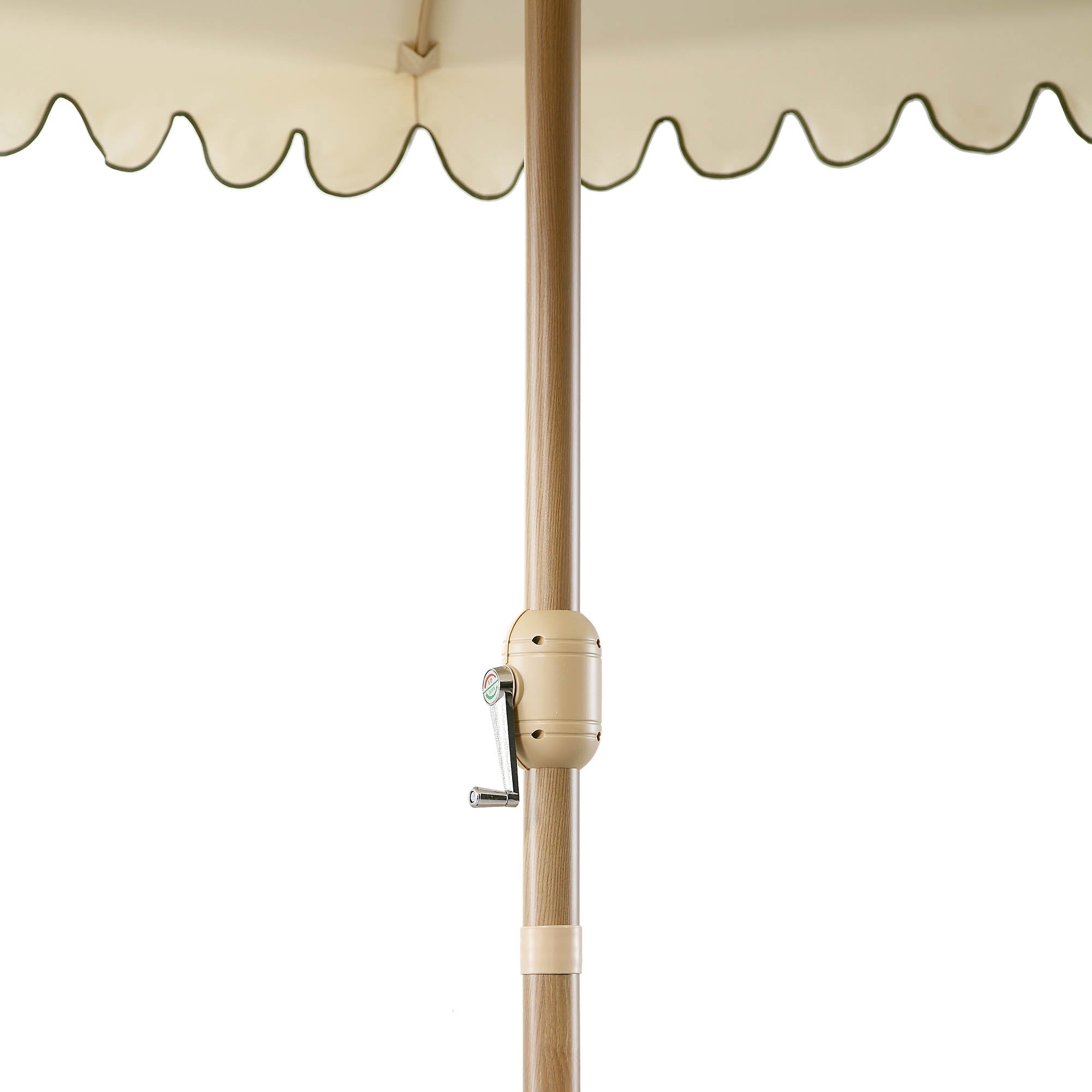 Fabienne Beige 3M Octagonal Double Top Crank and Tilt Parasol with Green Scalloped Edge