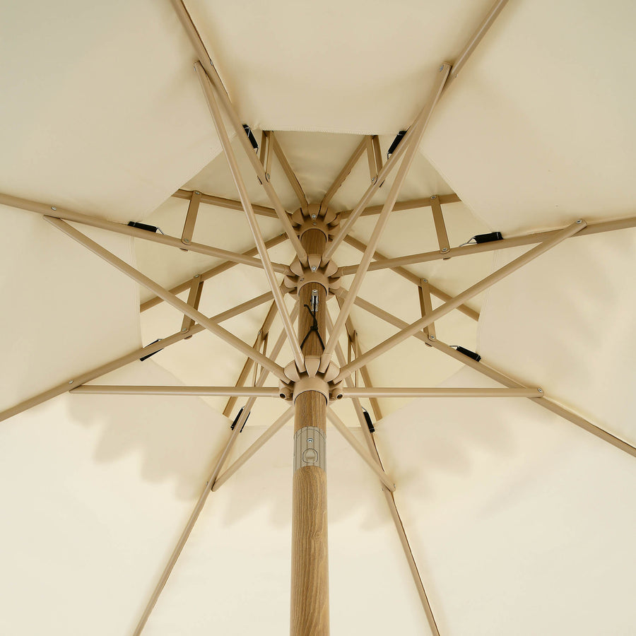 Fabienne Beige 3M Octagonal Double Top Crank and Tilt Parasol with Green Scalloped Edge - daals