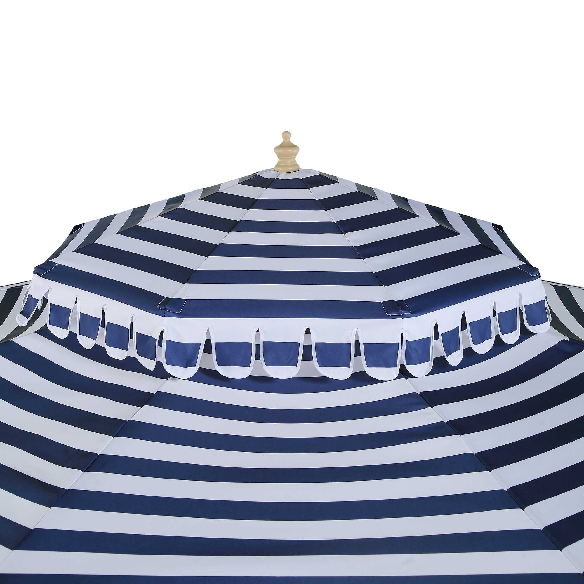 Fabienne Blue and White Striped 3M Double Top Crank and Tilt Parasol