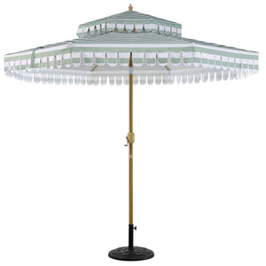 Fabienne Sage Green and White Striped 3M Double Top Crank and Tilt Parasol
