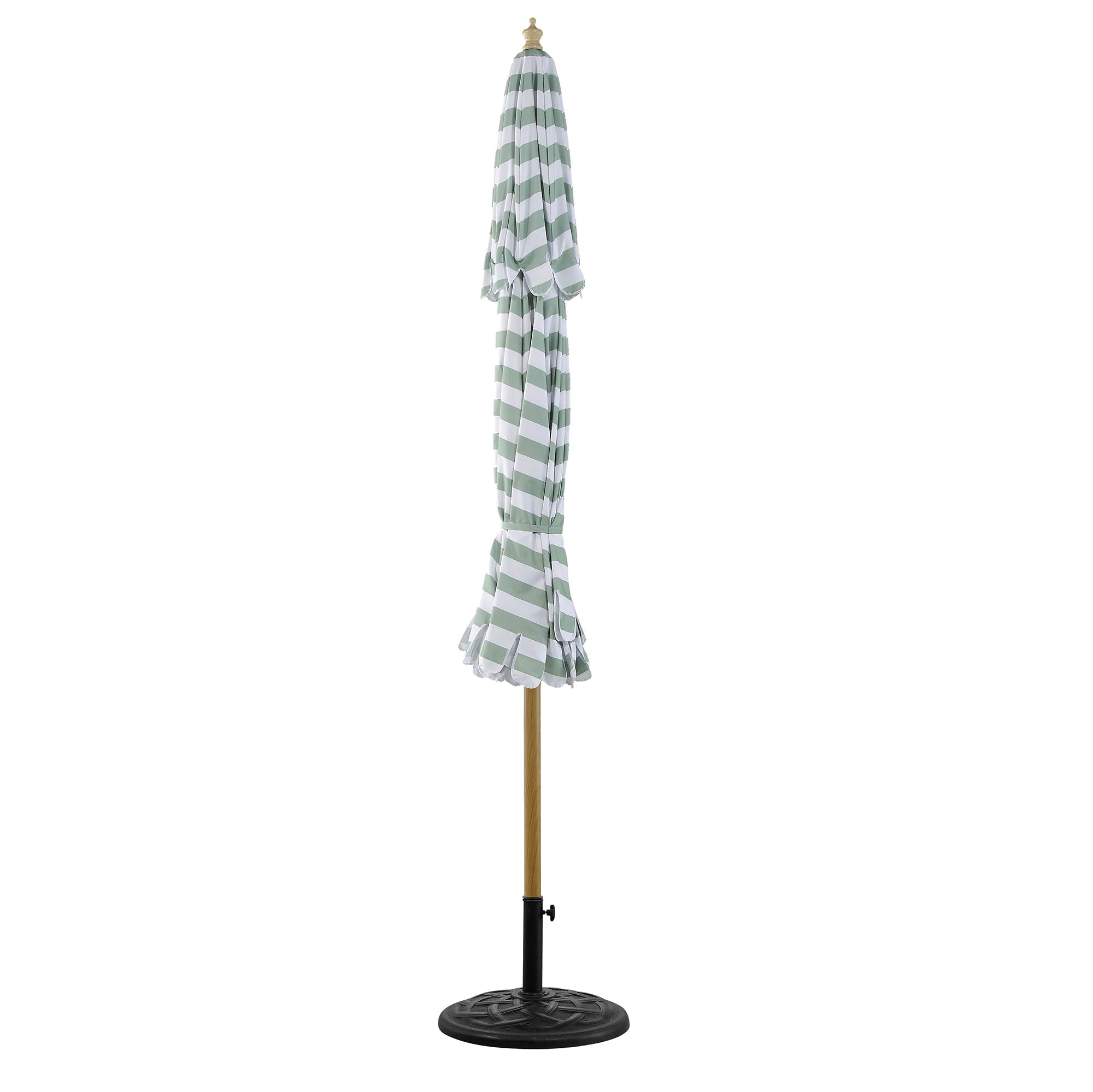 Fabienne Sage Green and White Striped 3M Double Top Crank and Tilt Parasol