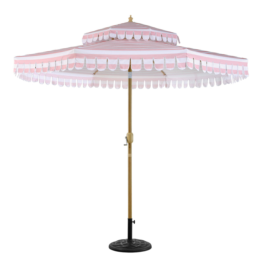 Fabienne Pink and White Striped 3M Double Top Crank and Tilt Parasol