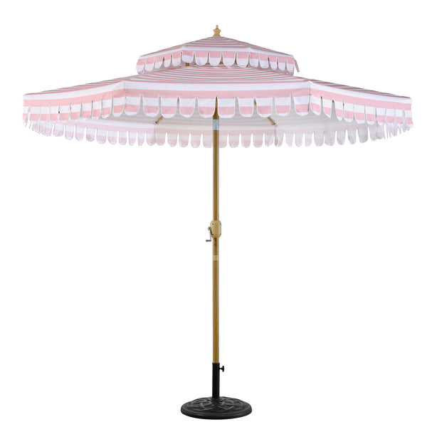 Fabienne Pink and White Striped 3M Double Top Crank and Tilt Parasol - daals