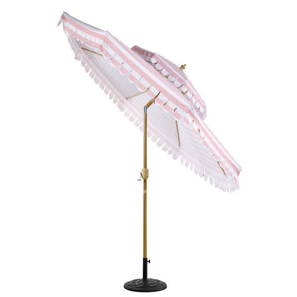 Fabienne Pink and White Striped 3M Double Top Crank and Tilt Parasol - daals