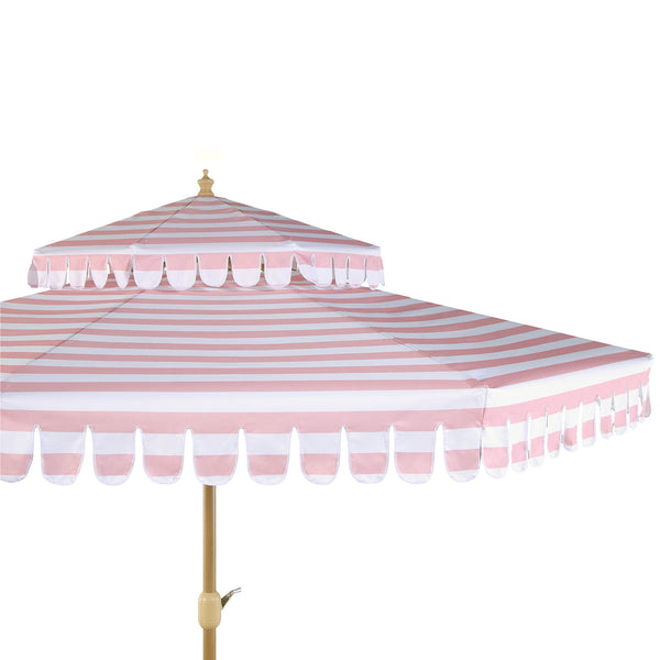 Fabienne Pink and White Striped 3M Double Top Crank and Tilt Parasol - daals