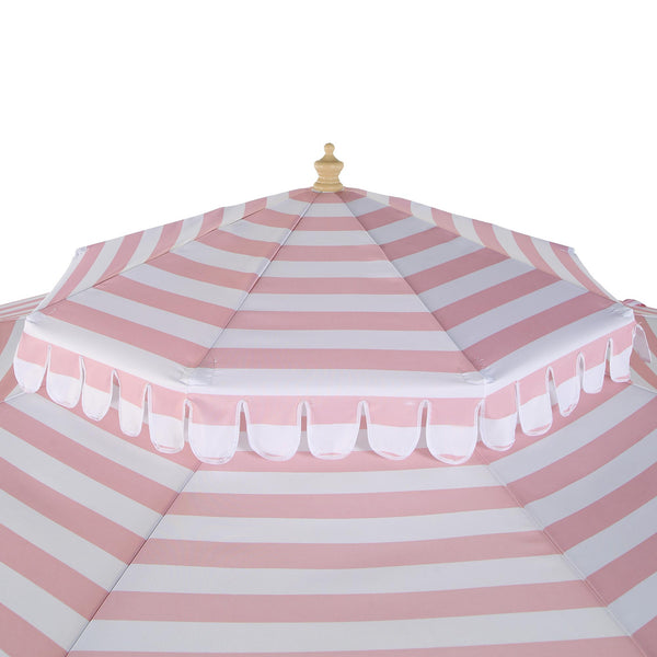 Fabienne Pink and White Striped 3M Double Top Crank and Tilt Parasol - daals