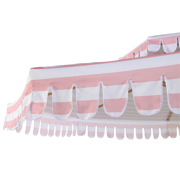Fabienne Pink and White Striped 3M Double Top Crank and Tilt Parasol - daals