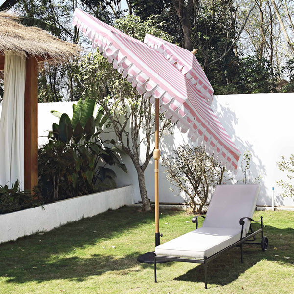 Fabienne Pink and White Striped 3M Double Top Crank and Tilt Parasol - daals