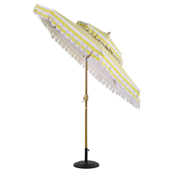 Fabienne Yellow and White Striped 3M Double Top Crank and Tilt Parasol