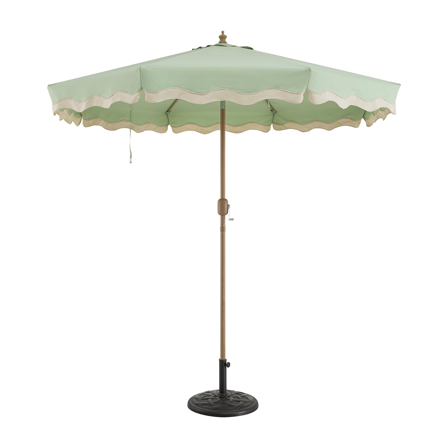 Colette Riviera Scalloped Garden Tilt Parasol, Celadon Green and Beige