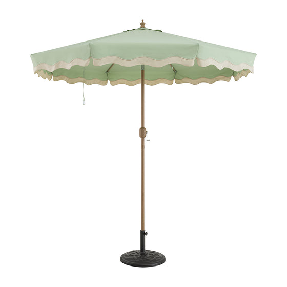 Colette Riviera Scalloped Garden Tilt Parasol, Celadon Green and Beige