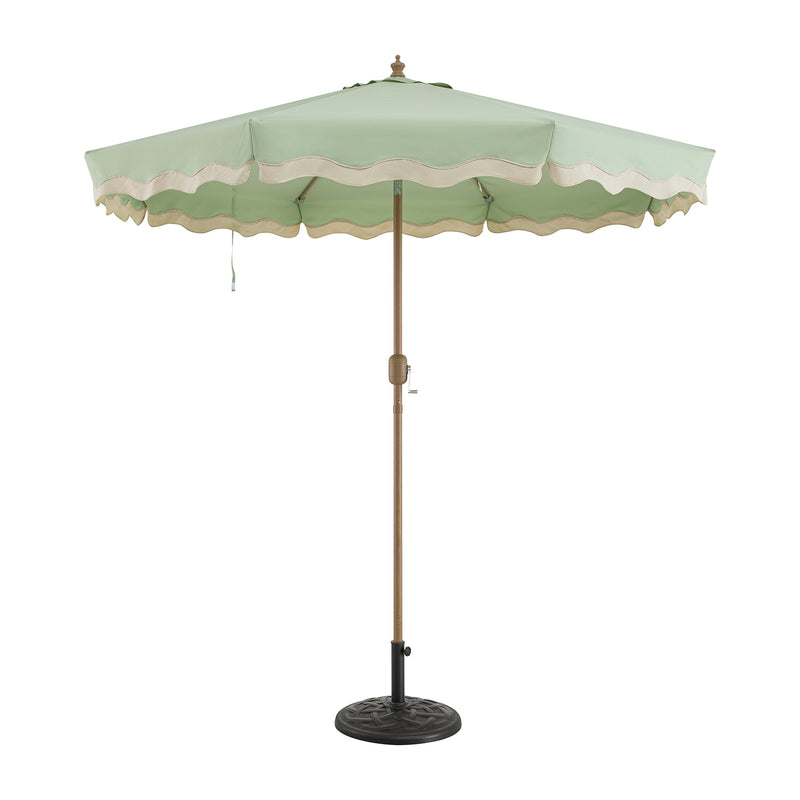 Colette Riviera Scalloped Garden Tilt Parasol, Celadon Green and Beige - daals