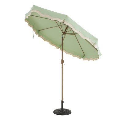 Colette Riviera Scalloped Garden Tilt Parasol, Celadon Green and Beige