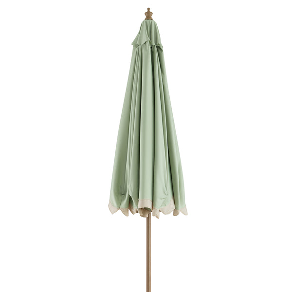 Colette Riviera Scalloped Garden Tilt Parasol, Celadon Green and Beige - daals