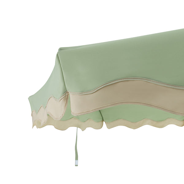 Colette Riviera Scalloped Garden Tilt Parasol, Celadon Green and Beige - daals