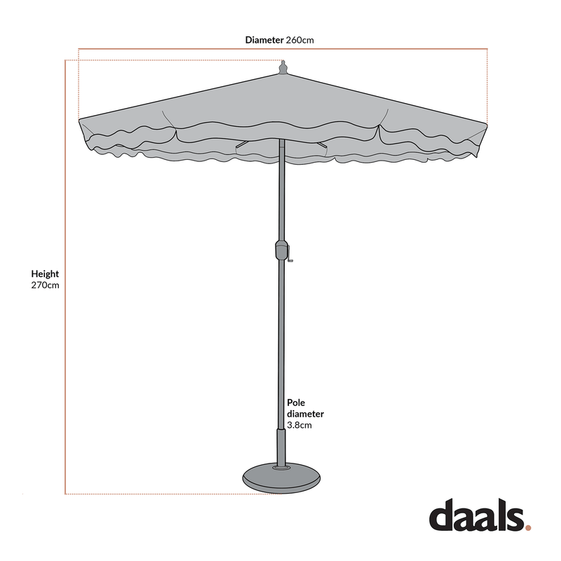 Colette Riviera Scalloped Garden Tilt Parasol, Stone and White - daals