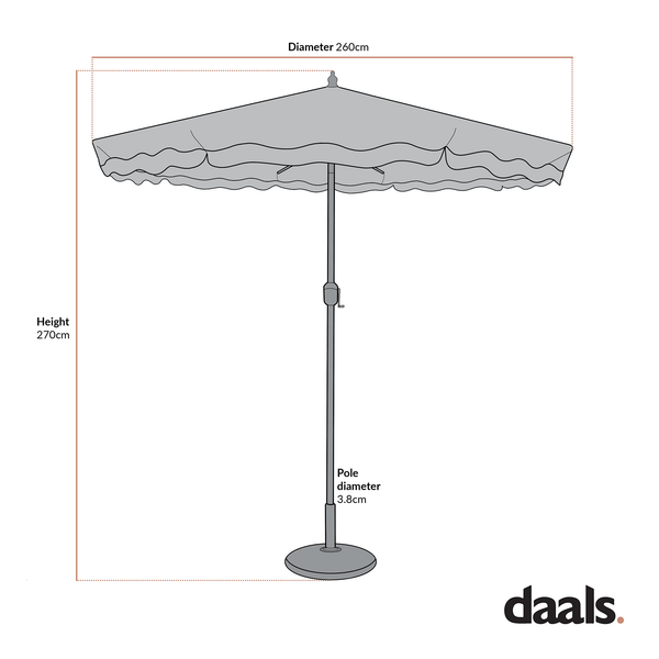 Colette Riviera Scalloped Garden Tilt Parasol, Stone and White - daals