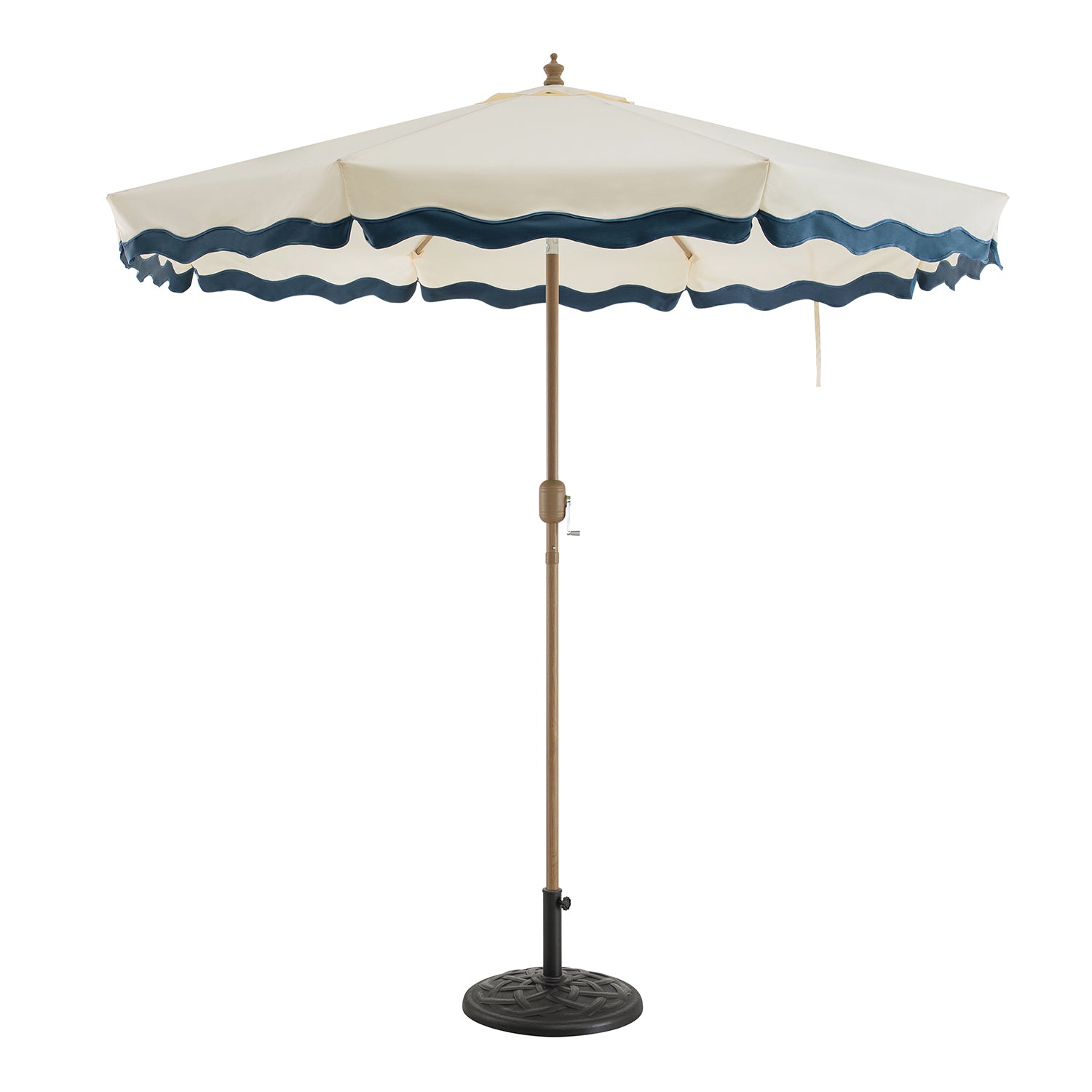 Colette Riviera Scalloped Garden Tilt Parasol, Ivory and Largo Blue