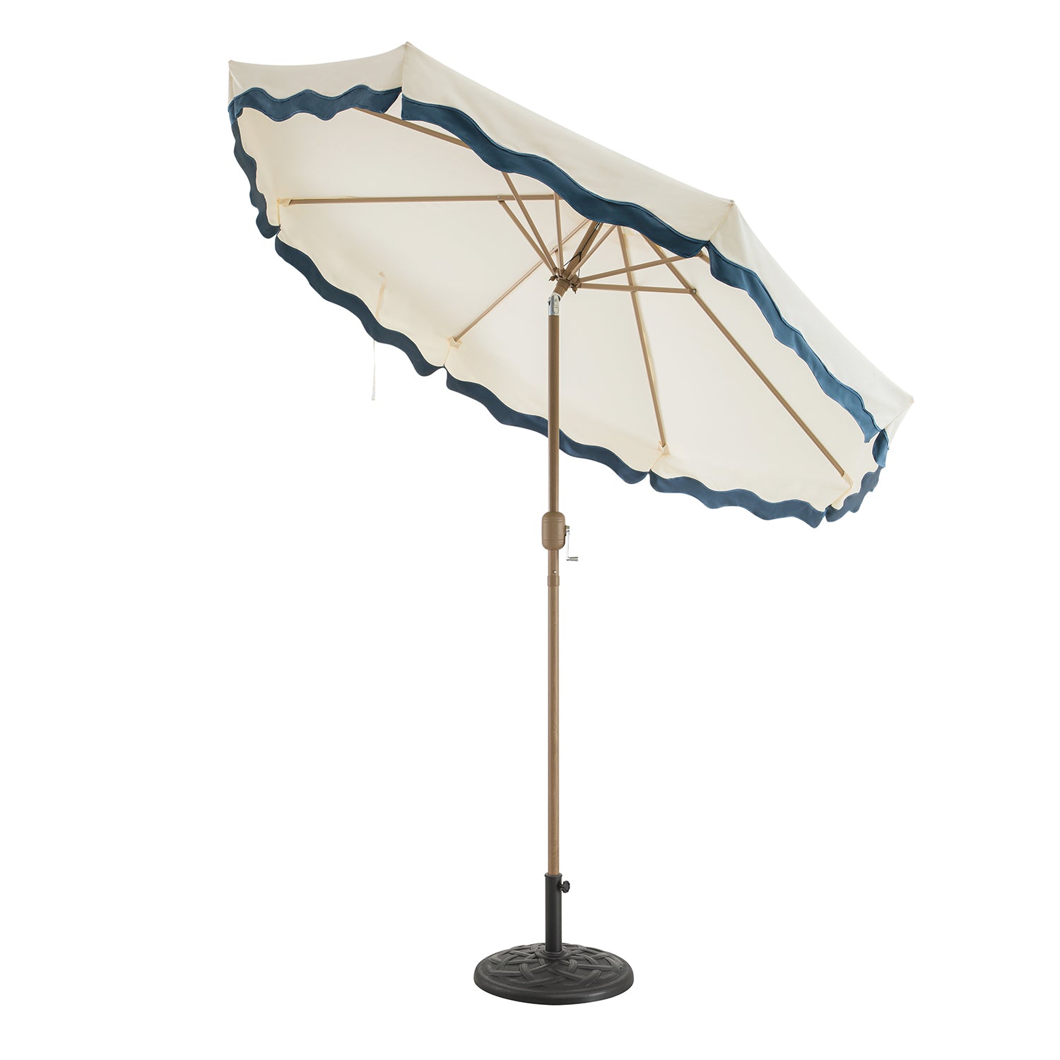 Colette Riviera Scalloped Garden Tilt Parasol, Ivory and Largo Blue