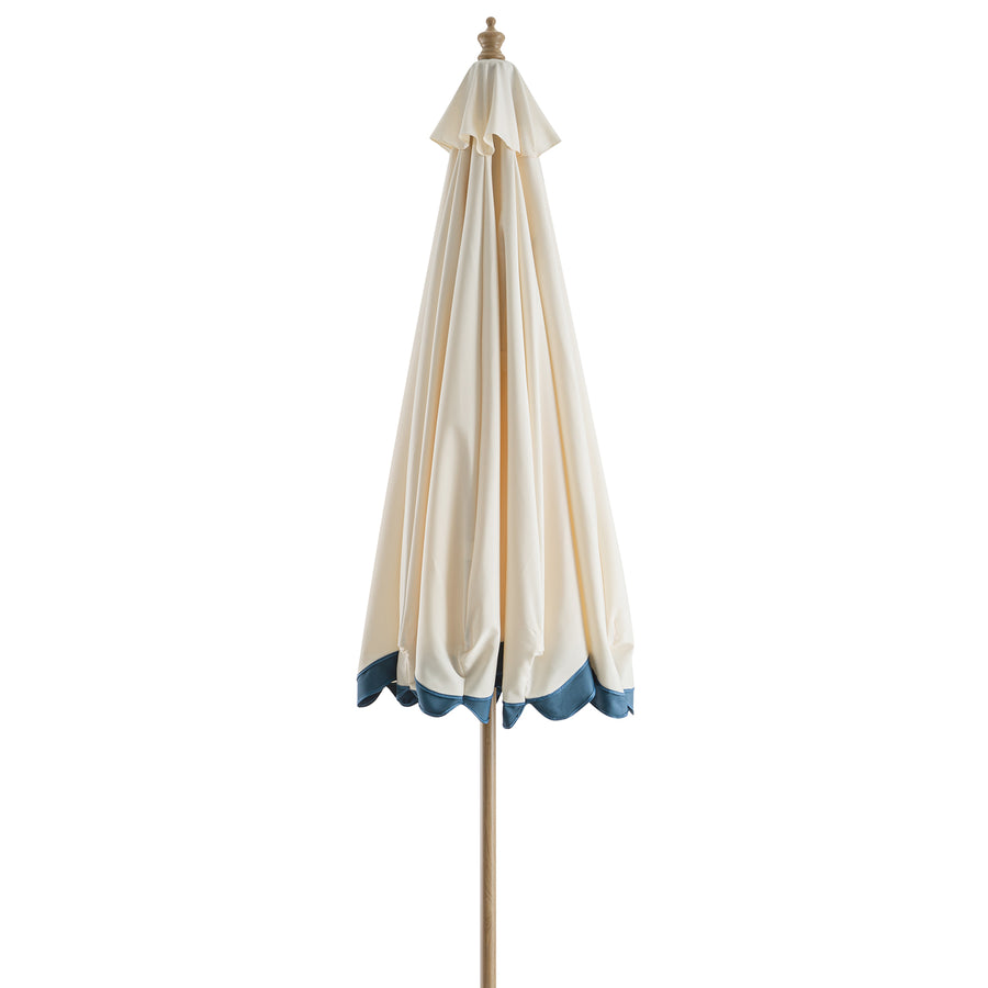 Colette Riviera Scalloped Garden Tilt Parasol, Ivory and Largo Blue - daals